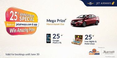 Make the most out of the Jet Airways 25th anniversary offer